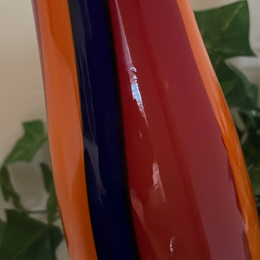 Exquisite Vintage Murano Cased Tri-Colored Striped Vase! - Picture 3 of 15